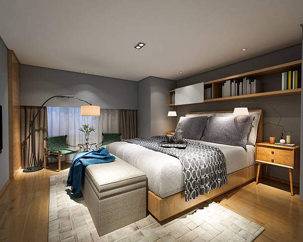 A modern interior design (bedroom).